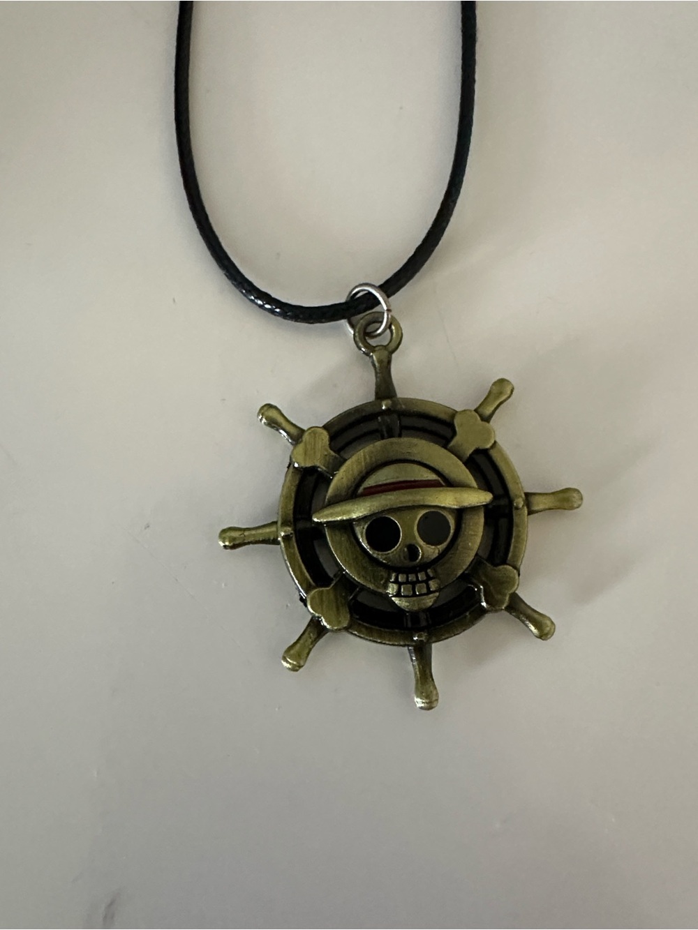 One Piece Brass Ship Wheel Pendant Necklace - Picture 2 of 3